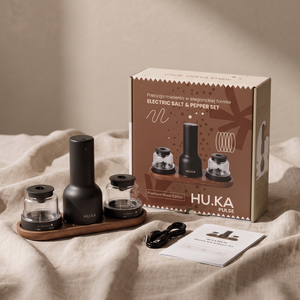Co znajdziesz w pudełku — zestaw HU.KA Pulse, pudełko Premium Wood Edition, przewód USB-C i instrukcja